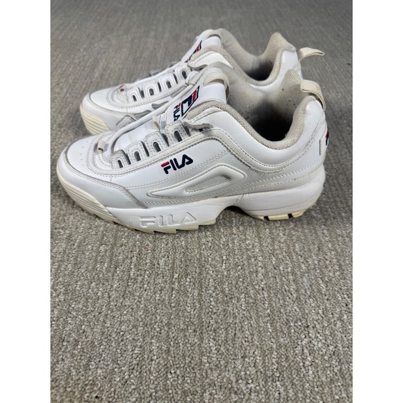 Fila Disruptor II Women's White Leather Chunky Platform Sneakers Size 8 - Picture 3 of 10